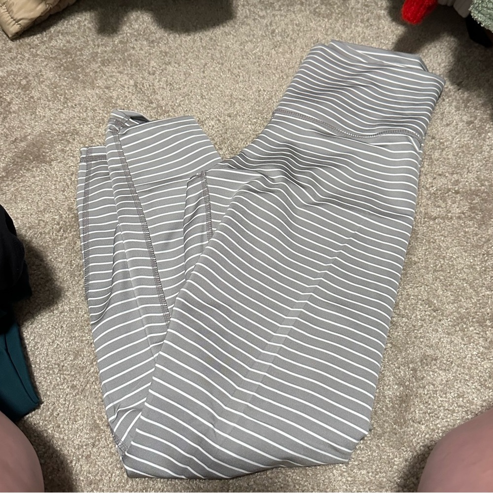 Gray and White Striped Leggings DYI